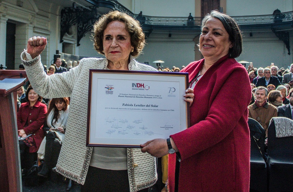 ABOGADA FABIOLA LETELIER ES RECONOCIDA CON EL PREMIO NACIONAL DE DERECHOS HUMANOS 2018
