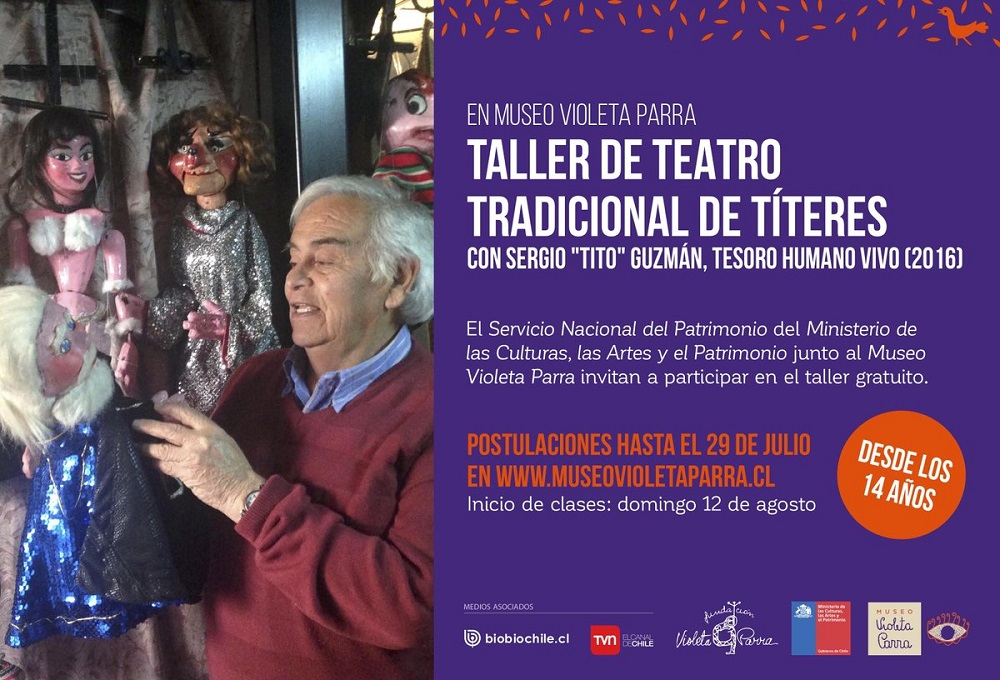  Museo Violeta Parra abre inscripciones para taller de teatro tradicional de títeres con Sergio «Tito” Guzmán.