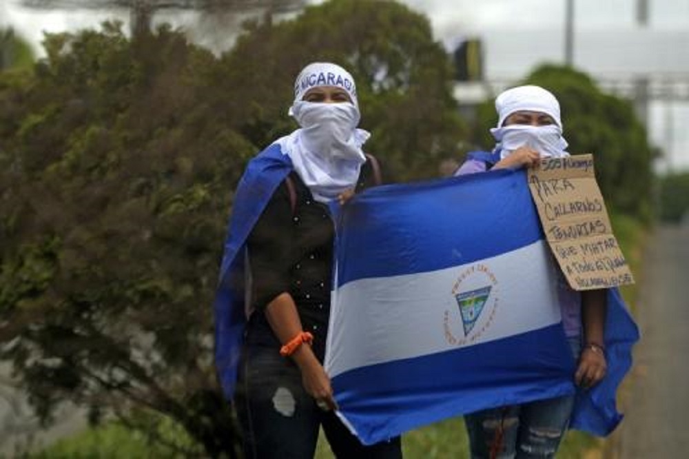 ESTUDIANTES CONMEMORAN 100 DÍAS DE PROTESTAS CONTRA EL GOBIERNO EN NICARAGUA