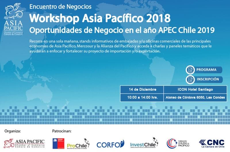  NEGOCIOS / WORKSHOP ASIA PACÍFICO 2018 «OPORTUNIDADES DE NEGOCIOS EN EL AÑO APEC CHILE 2019»