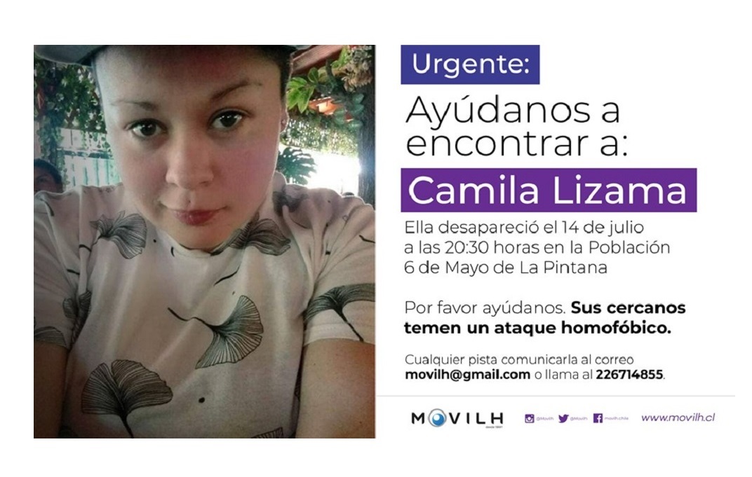  URGENTE: El Movimiento de Integración y Liberación Homosexual (Movilh) denuncia desaparición de joven lesbiana