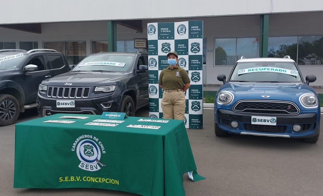 Carabineros del SEBV Concepción han recuperado 21 vehículos robados en Santiago mediante hechos violentos