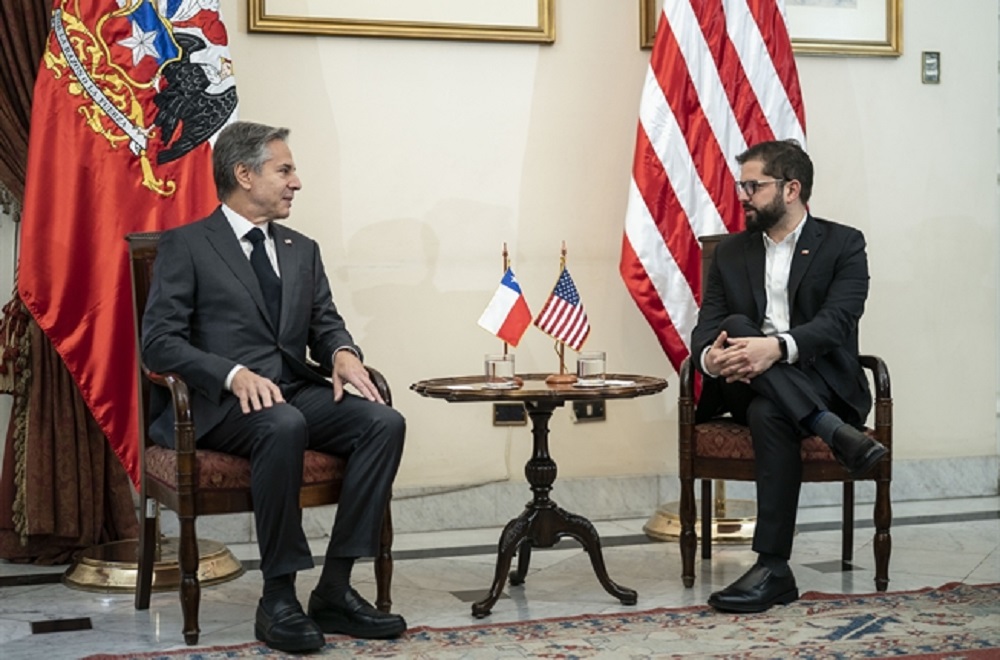 Presidente de la República, Gabriel Boric, se reúne con el Secretario de Estado del Gobierno de Estados Unidos, Antony Blinken