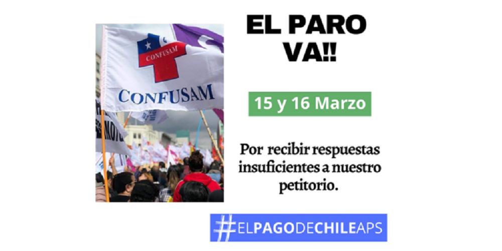 Confusam confirma paro nacional en la atención primaria de salud para el 15 y 16 de marzo